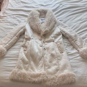 Princess Polly Cream Teddy Jacket with Faux Fur Trim